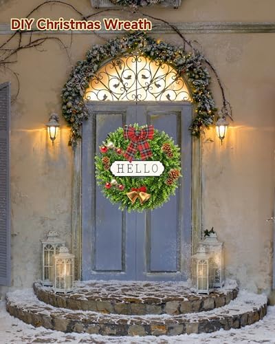 ddhs large boxwood wreath front door 24'' artificial, view 9