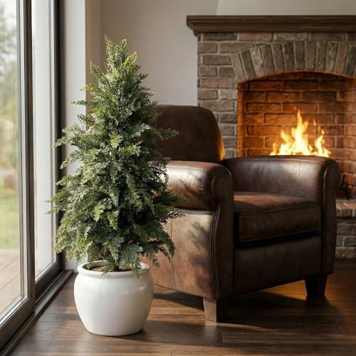 artificial cypress cedar tree 3ft 2 pack, uv showing dimensions
