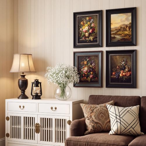 lineshading 8x10 vintage picture frames, 4 pack, dark, front angle view