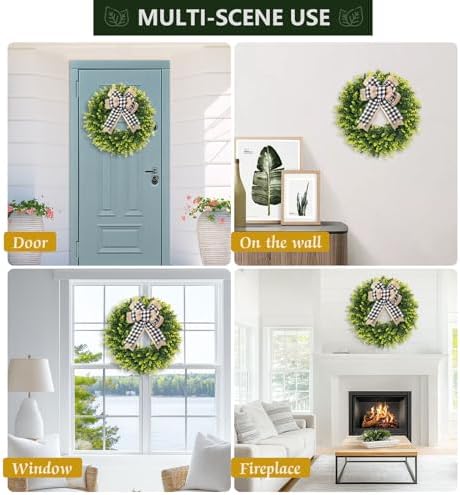 set of 2, 20‘’ boxwood wreath for front, front angle view