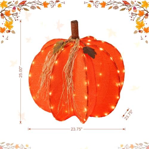 glitzhome fall lighted outdoor decor, 25" h 3d shown in use