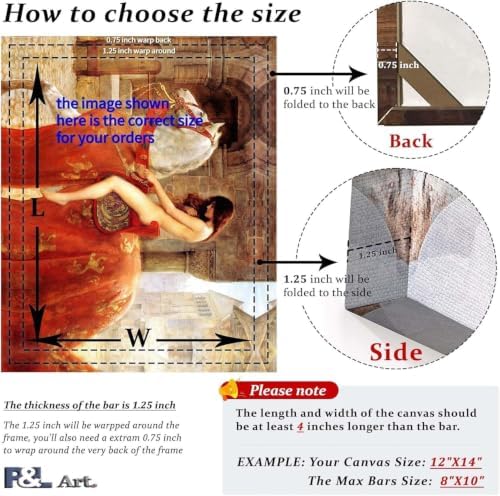 diy solid wood canvas frame kit with stretch showing dimensions