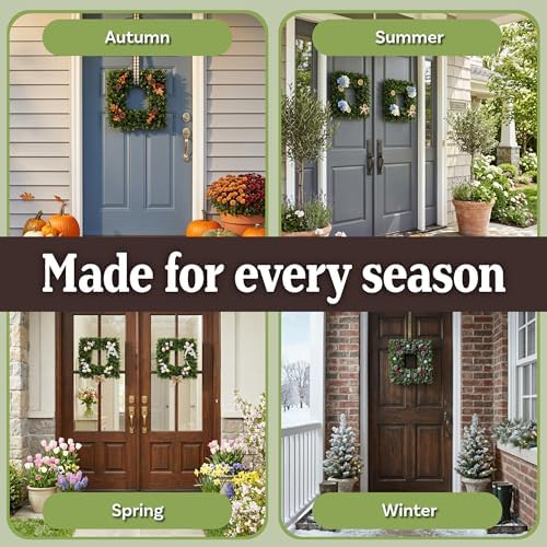 pure garden square boxwood wreath for front door, package contents