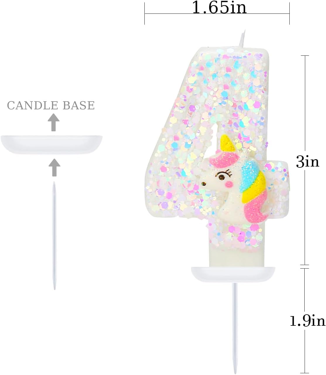 Birthday Candles for Girl - Number 4 Candle for Cake, Unicorn Party Supplies, Birthday Decorations for Cake Topper, Cartoon Theme Party Supplies