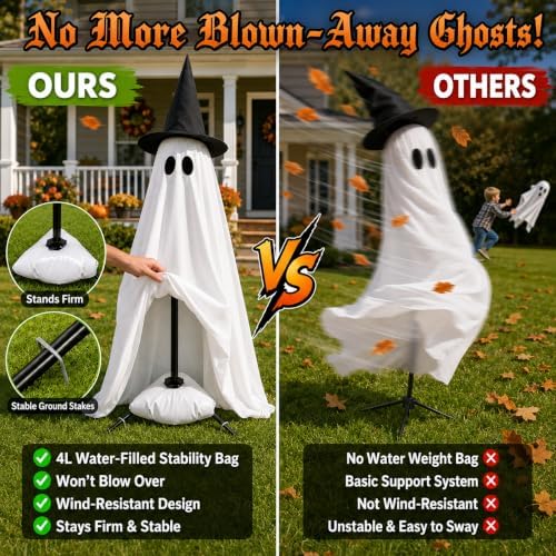 halloween ghost decorations indoor, 2 packs light up, side view