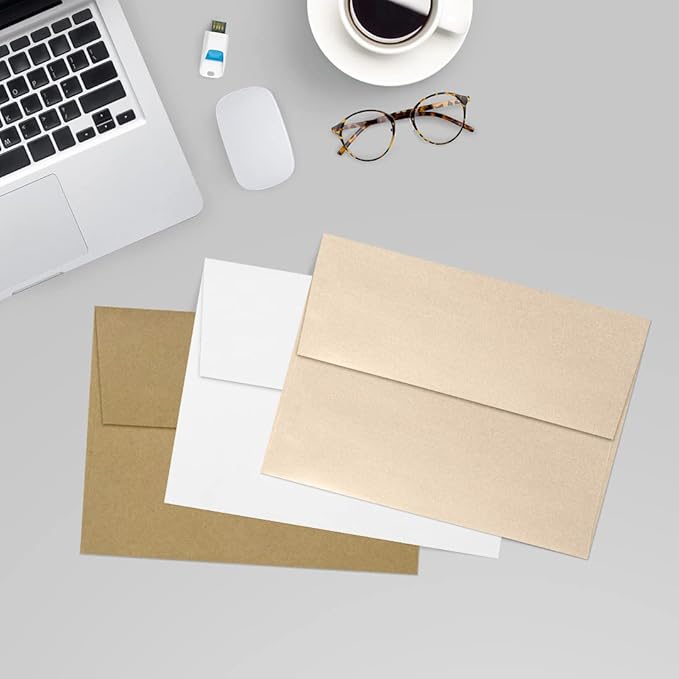 LUXPaper A7 Invitation Envelopes | Peel & Press | 5 1/4" x 7 1/4" | Taupe Metallic | 80lb. Text | 50 Qty