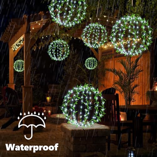 joomer solar ball lights outdoor, 2-pack 13in & showing dimensions
