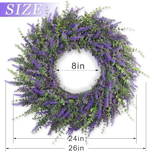 26'' large artificial eucalyptus and lavender wreath for, package contents