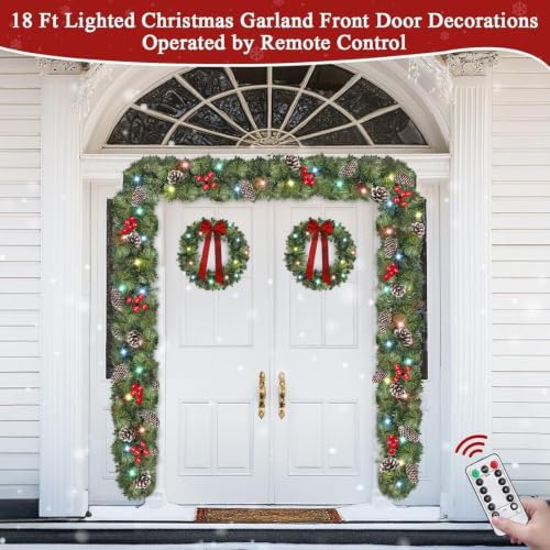 remote control&extra long&12 modes-18 ft prelit christmas garland on a desk or shelf