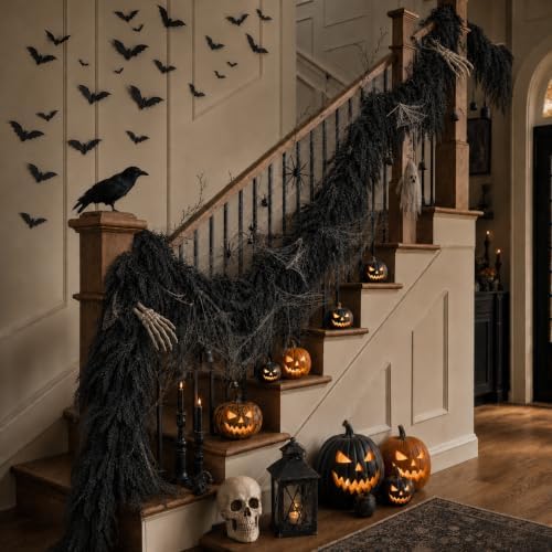 black halloween mantle garland decor gothic garlands for shown in use