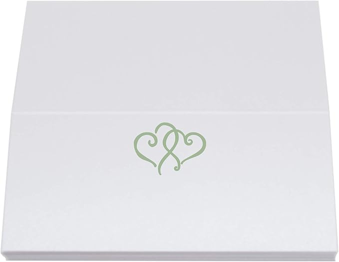 Linked Hearts Place Cards, Sage (Choose Color), Set of 25, Pre-cut and Scored - Wedding, Party, Dinner, and Special Events - Made in the USA
