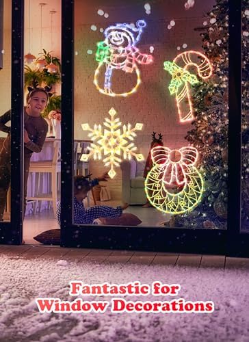 christmas window lights,wreath,candy cane, snowflakes, snow man, package contents