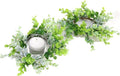 Candle Rings 3" Center Eucalyptus Candle Ring Artificial Mini Wreath Pillar Candle Holder Twig Spring Candle Wreaths for LED Candles Birthday Wedding Dinning Party or Easter Fireplace Decor (2, Green)
