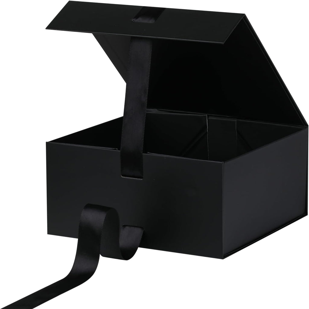 OEMVALATY Black Gift Box,6x6x3 Inches Gift Boxes with Lids for Presents with Magnetic Closure and Ribbon for Wedding,Storage,Birthday