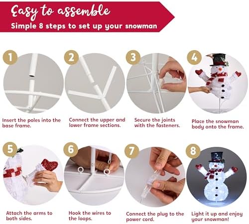 joiedomi 3 pcs 3d christmas collapsible snowman yard, package contents
