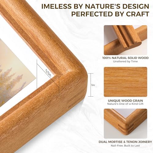 flyjoe 11x14 picture frame, solid teak wood frame, side view