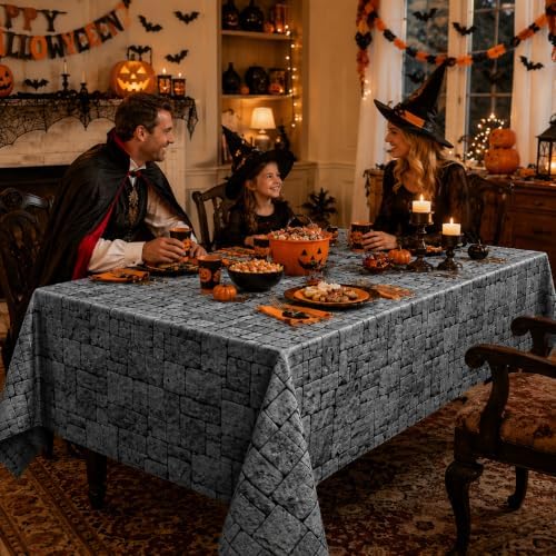 200 FT x 54 Inch Stone Wall Plastic Tablecloth Roll, Stone Wall Backdrop