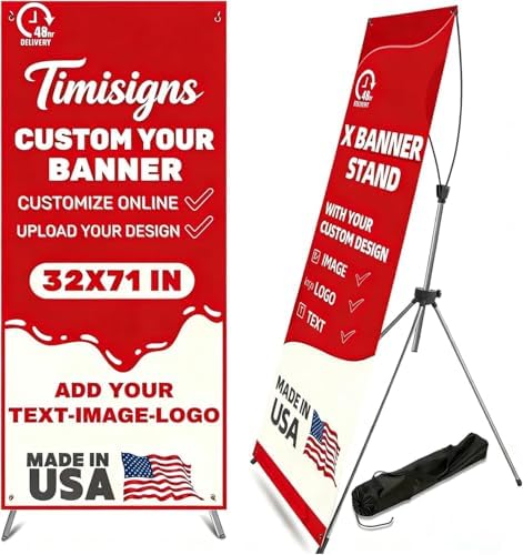 Custom Banner with X Stand 32" X 71",Banners and Signs Customize,Po...