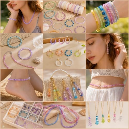 6mm glass beads bracelet making kit, 144 colors showing dimensions