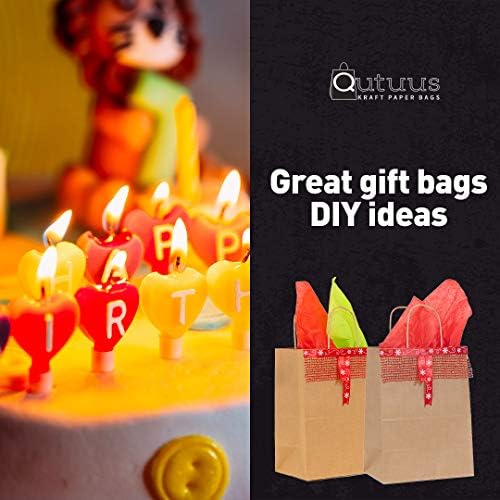 Qutuus 10x5x13 Kraft Paper Bags 100 Pcs Kraft Shopping Bags, Paper Gift Bags for Retail, Merchandise, Recycled Bulk Paper Sacks, Brown Paper Bags with Handles Bulk