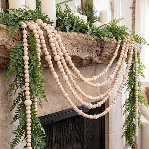 ceenna 8 pcs 9ft rustic christmas wooden bead showing dimensions