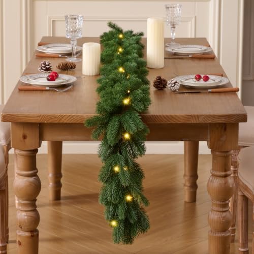 16ft 1pcs prelit realistic faux norfolk pine garland showing dimensions