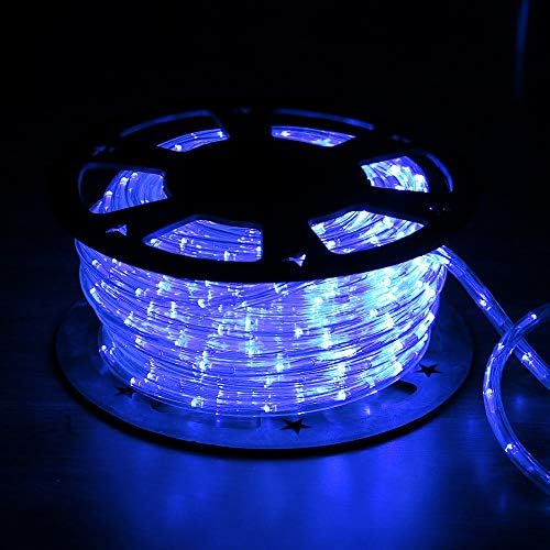 DINGFU 50ft 360 LED Waterproof Rope Lights, 110V Connectable Indoor Outdoor Blue Rope Lights for Outside, Deck, Patio, Pool, Camping, Bedroom Decor, Landscape Lighting and More (Blue)