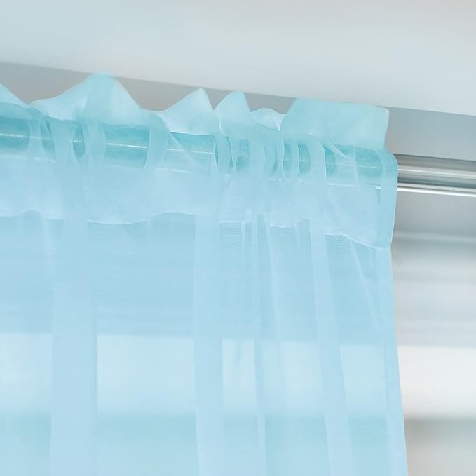 Window Lake Blue Sheer Curtains 48 Inches Width 72 Inches Long 2 Panels Sheer Curtain Clear Curtains Basic Rod Pocket Panel for Home Living Room Bedroom Kids Room Yard Patio Parlor Sliding