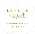 Andaz Press Personalized Fancy Frame Square Wedding Gift Tags, Metallic Gold Ink, Love is Sweet, 24-Pack, Custom Made Any Name