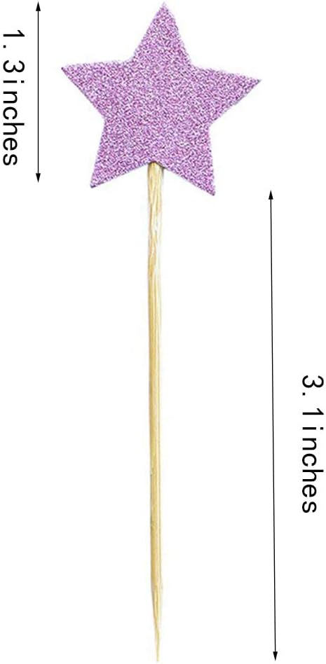 Purple Cupcake Toppers Glitter Stars Cake Toppers Twinkle Twinkle Little Star Birthday Cupcake Toppers Wedding Party Cake Decorations,50Pcs