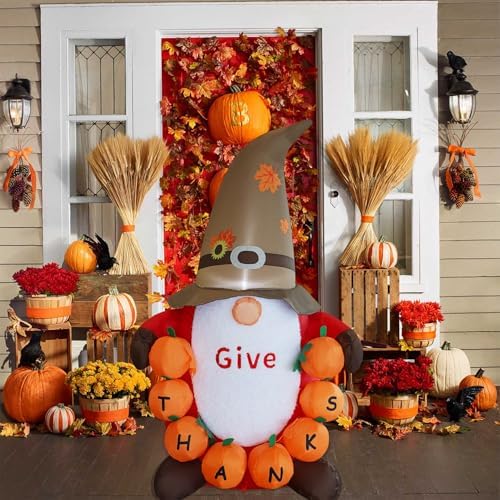 juegoal thanksgiving inflatable gnome, 4 ft lighted cute, side view