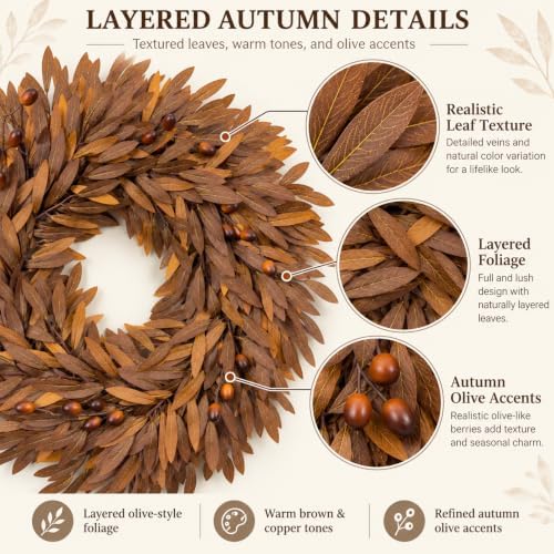 24 inch fall wreaths for front door, artificial showing dimensions