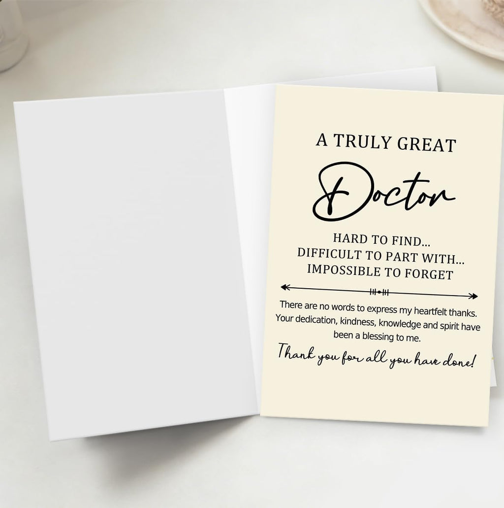 Doctor Thank You Card, Doctor Appreciation Card, Thank You Gift for Doctor with Kraft Envelope and Gold Seal Sticker