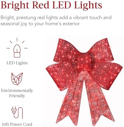 best choice products 36in pre-lit xl christmas bow, close-up detail