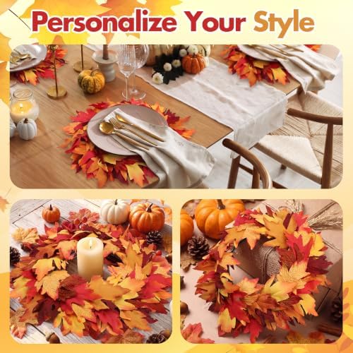 aneco 12 pcs fall wreath 16’’ thanksgiving maple on a desk or shelf