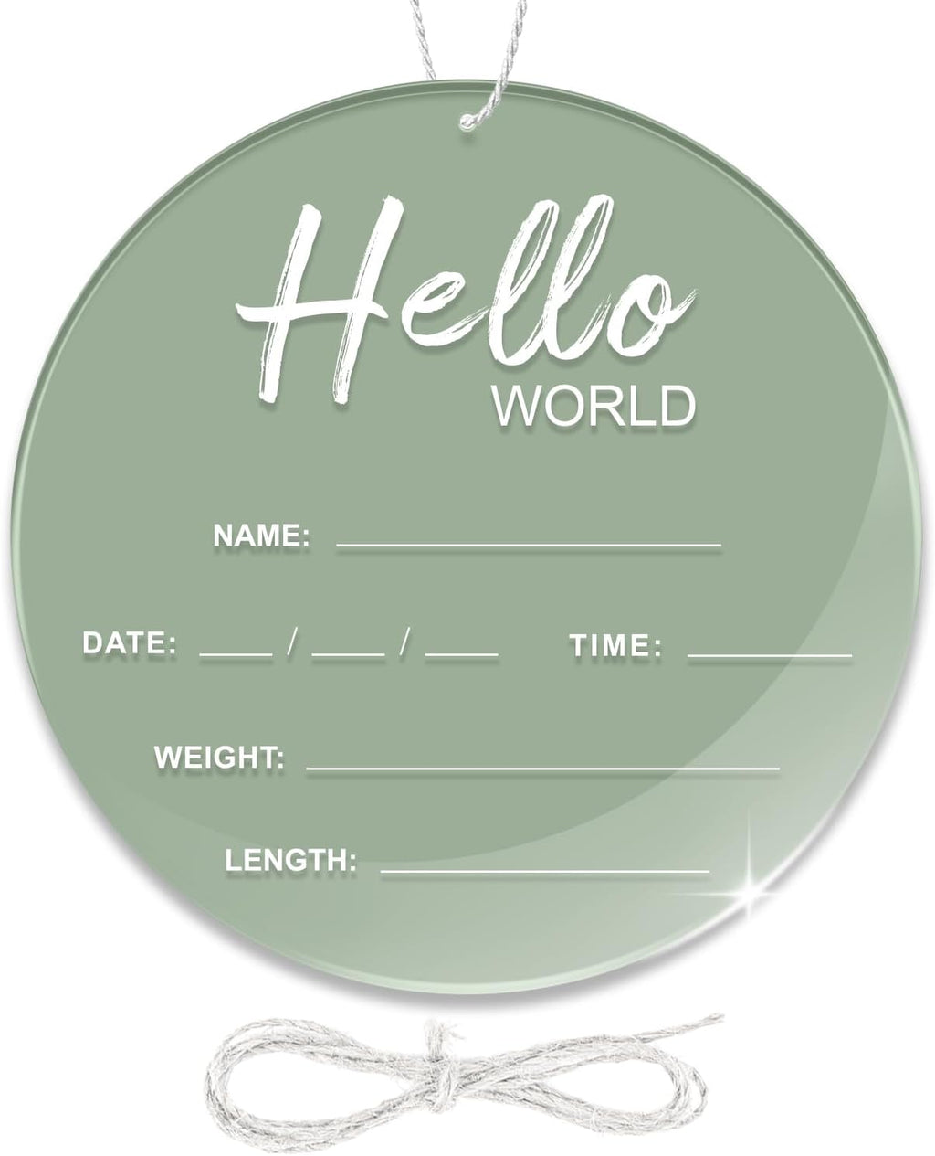 Baby Announcement Sign, 6.7 Inch Acrylic Hello World Newborn Sign Green | Thickness Welcome Baby Sign for Hospital, Birth Announcement Sign, Newborn Photography Props for Nursery Keepsakes & Sweet