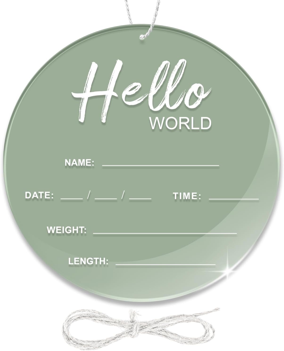 Baby Announcement Sign, 6.7 Inch Acrylic Hello World Newborn Sign Green | Thickness Welcome Baby Sign for Hospital, Birth Announcement Sign, Newborn Photography Props for Nursery Keepsakes & Sweet