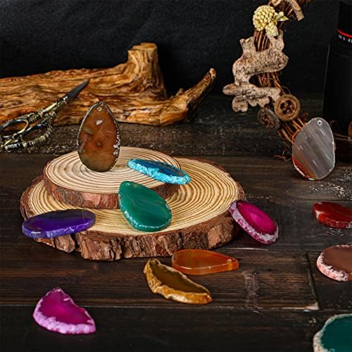 nuenen 50 pcs polished agate slices bulk drilled showing dimensions