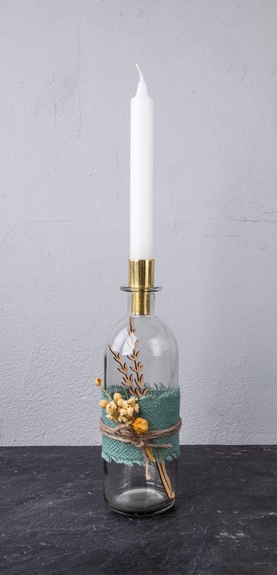 Rayher 46694616 Metal Bottle Candle Holder for Taper Candles 2.2/1.8 x 5 cm Gold Set of 2