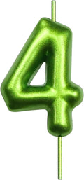 DERVENTA Number Candle Green 2.36 inch Party Celebration Anniversary Decoration Perfect Birthday Brunch Dessert Cake Topper 1 Piece (Number 4 Green)