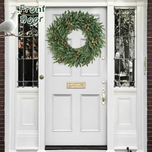 26 inch large eucalyptus olive wreaths for front showing dimensions