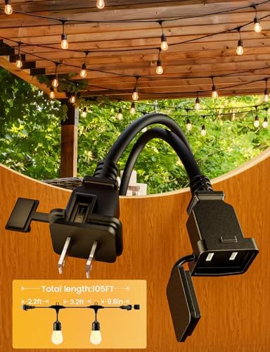 svater outdoor string lights 105 ft outside waterproof, close-up detail