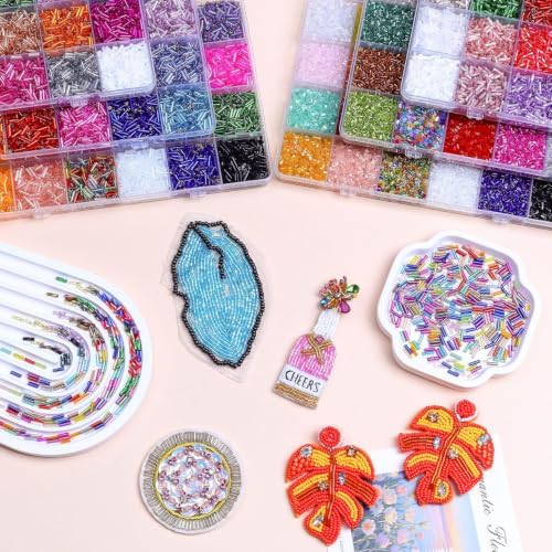 songin bugle beads kit, 6 boxes glass tube, main product view