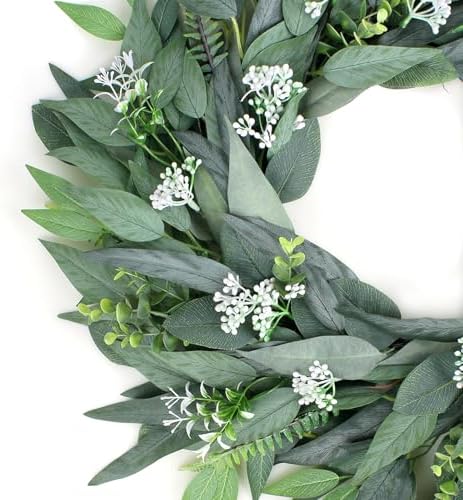 26" eucalyptus wreath for front door - large on a desk or shelf