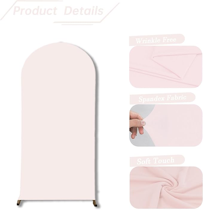 bricia Wedding Arch Backdrop Stand Cover, 6FT Double Sided Stretchy Arch Cover Fitted Wedding Birthday Party Banquet Decoration (Blush Pink 72''Lx31.2''W)
