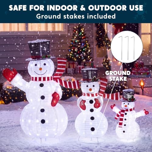 joiedomi 3 pcs 3d christmas collapsible snowman yard on a desk or shelf
