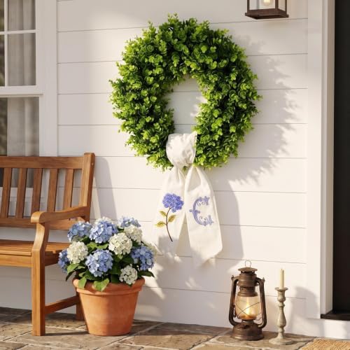 boxwood wreath for front door spring summer wreaths, package contents