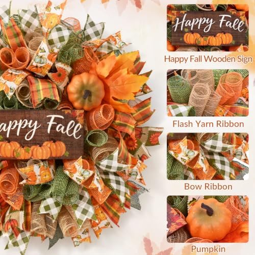 fall decor, fall wreaths for front door, 20", close-up detail