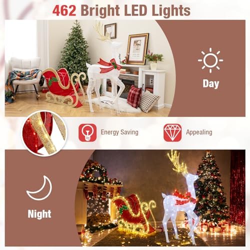 tangkula 5.4 ft christmas lighted reindeer & santa’s, package contents