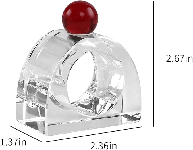 Crystal Napkin Rings Holder Silver Diamond Napkin Rings Pack of 6 Pieces with red Decor, Hotel Restaurant Wedding Party Holiday Banquet Dining Table Decor